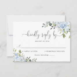 Dusty Blue Floral Eucalyptus Wedding RSVP Card