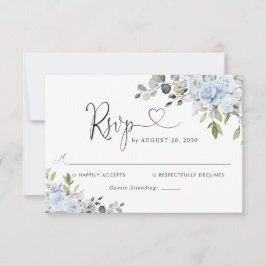 Dusty Blue Floral Eucalyptus Wedding RSVP Card