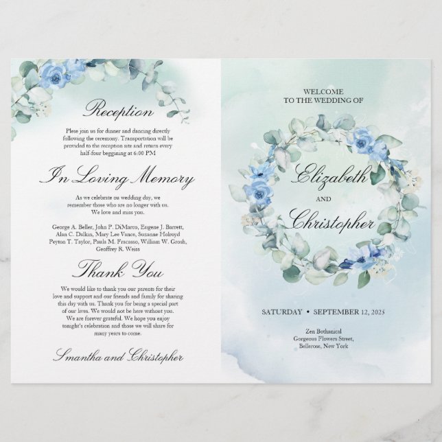 Dusty Blue Floral Greenery Eucalyptus Wedding (Frente)