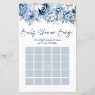 Dusty Blue Floral - Jogo de Chá de fraldas de Bing