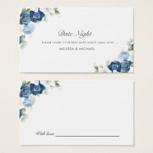 Dusty Blue Floral Nave Noites Cartões