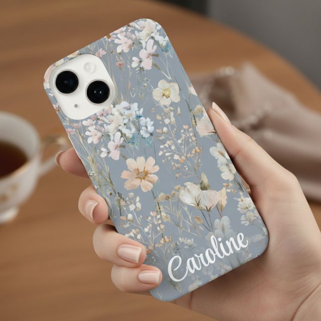 Dusty Blue Floral Personalized  (Criador carregado)