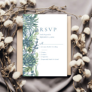 Dusty Blue Floral Succulents RSVP Wedding