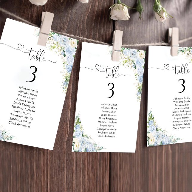 Dusty Blue Floral Table Number Seating Chart (Criador carregado)
