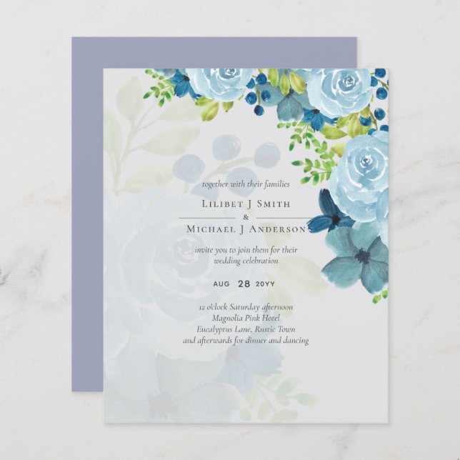 Dusty Blue Floral Trending Budget (Frente/Verso)