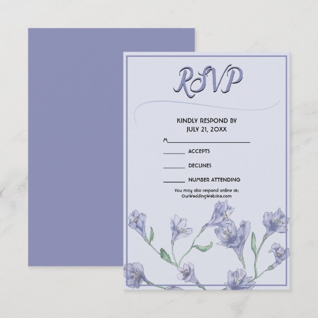 Dusty Blue Floral Watercolor RSVP (Frente/Verso)