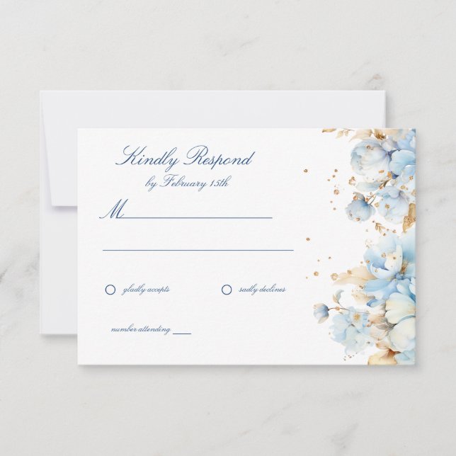 Dusty Blue Floral Wedding RSVP (Frente)
