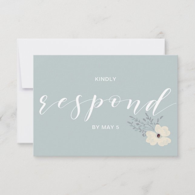 Dusty Blue Floral Wedding rsvp (Frente)