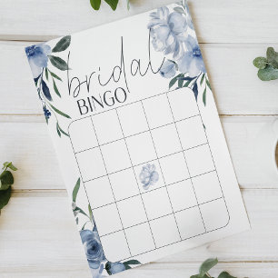 Dusty Blue Flowers - Jogo do Chá de panela Bingo