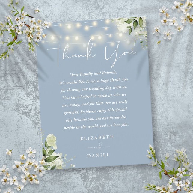 Dusty Blue Greenery Obrigado Cartão de Casamento (Dusty Blue Greenery Thank You Wedding Place Card)