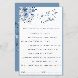 Dusty Blue Jogo para Chá de Noiva "Would She Rathe