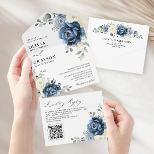 Dusty Blue Marinho Champanhe de marfim Casamento C