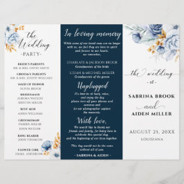 Dusty Blue Marinho White Dourado Floral Weding Pro