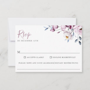 Dusty Blue Mauve Floral Comida Alergia RSVP