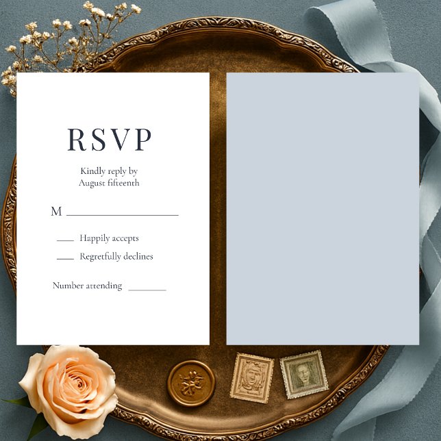 Dusty Blue Minimalist Wedding RSVP  (Criador carregado)