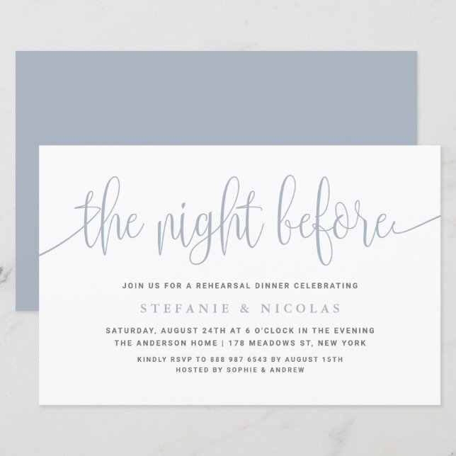 Dusty Blue Na Noite Antes Do Janto De Ensaio (Frente/Verso)