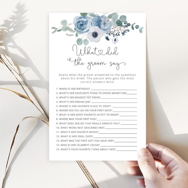 Dusty blue O que o noivo disse jogo de noiva? (Criador carregado)