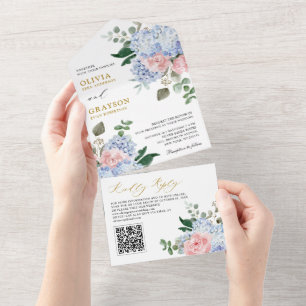 Dusty Blue Pastel Pink Hydrangeas Casadas Código Q