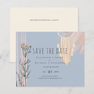 Dusty Blue Peach BOHO Casamento Salve as Datas