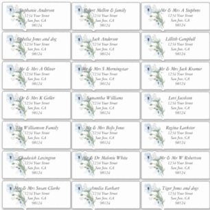 Dusty Blue Poppies Nome de Convidado Etiquetas de