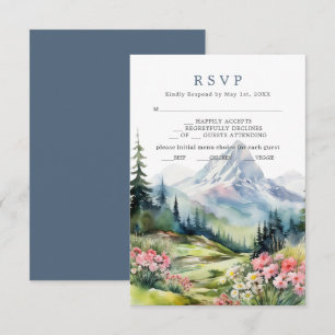 Dusty Blue Primavera Mountain Weding RSVP Card