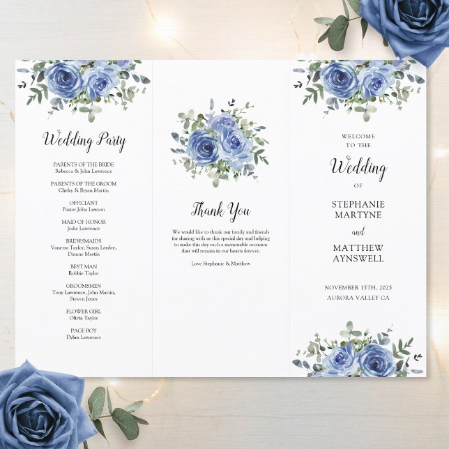 Dusty Blue Rosa Eucalyptus Ordem de Serviço (Side 1)