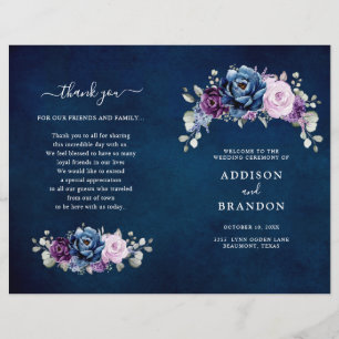 Dusty Blue Roxo Lilac Blooms Programa de Casamento