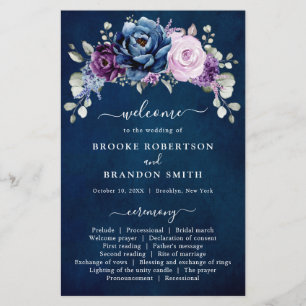 Dusty Blue Roxo Lilac Blooms Programa de Casamento