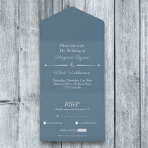 Dusty Blue RSVP Casando Tudo Em Um Convite