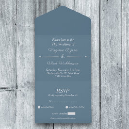 Dusty Blue RSVP Casando Tudo Em Um Convite