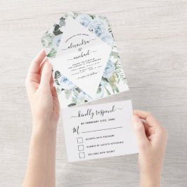 Dusty Blue - RSVP de Casamento Floral Verde Sage