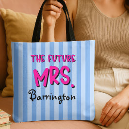 Dusty Blue Stripe O Futuro Tote Bag da Sra. Bride