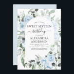 Dusty Blue Sweet Sessenta Convite de aniversário<br><div class="desc">Rosas Florais Dusty Blue e Eucalyptus Botanical Greenery Watercolor Primavera ou Summer Sweet Sesseis Convites de festas de aniversários - inclui uma bela e elegante tipografia com flores botânicas tropicais modernas e verde para a doce celebração 16.</div>