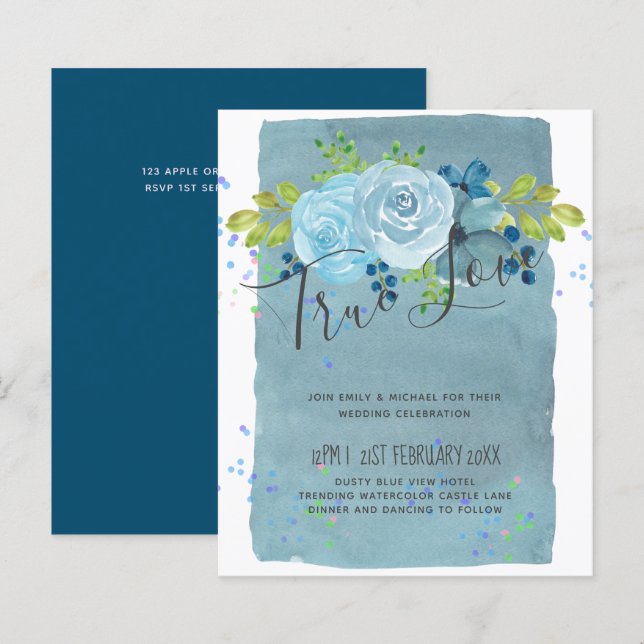 Dusty Blue Teal Weding Trending Budget (Frente/Verso)