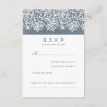 Dusty Blue Vintage Lace Weding RSVP