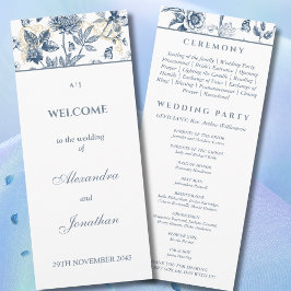 Dusty Blue Vintage Programa Floral de Casamento Fr