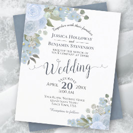 Dusty Blue Watercolor Convite de casamento Floral