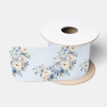 Dusty Blue Watercolor Flores De Marfim Folha De Ri