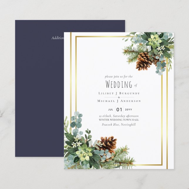 Dusty Blue Wedding Eucalyptus Greenery Orçamento (Frente/Verso)