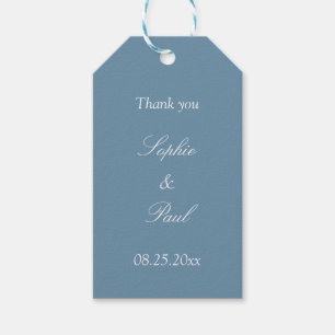Dusty Blue Wedding Favor Obrigado Dando Etiquetas