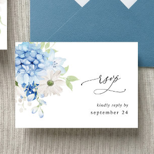 Dusty Blue & White Floral w RSVP de Refeições