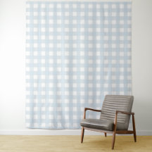 Dusty Blue & White Gingham Check Tapeçaria