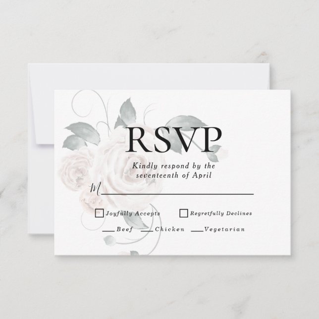 Dusty Blush Floral RSVP | Escolha do Menu (Frente)