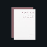 Dusty Boho | Cartão de conselheiro para casamento<br><div class="desc">Este Dusty Boho O cartão de conselho de casamento roxo é perfeito para o seu colorido casamento de feiticeiro. Sua design simples, única e moderna acompanhada por uma escrita minimalista contemporânea e uma paleta de cores roxas mauve dá a este produto um toque clássico de boemia chica. Mantenha-o como está...</div>