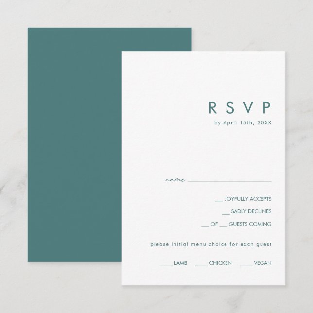 Dusty Boho | Cartão RSVP de Escolha de Menu Verde (Frente/Verso)