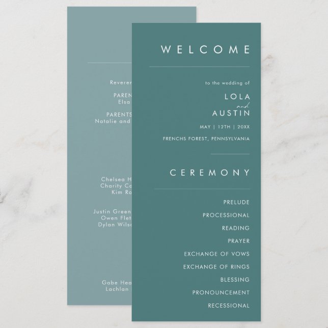 Dusty Boho | Programa Casamento Verde e Azul (Frente/Verso)