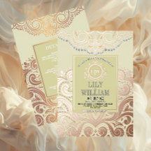 Dusty Ivory RoseGold Monograma Clássico Boho Casam