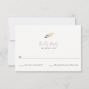 Dusty Mauve Pampas Grass Cartão RSVP de Casamento