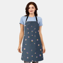 Dusty Navy Japanese Purple Viola Floral Pattern