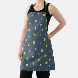 Dusty Navy Japanese Yellow Viola Floral Pattern